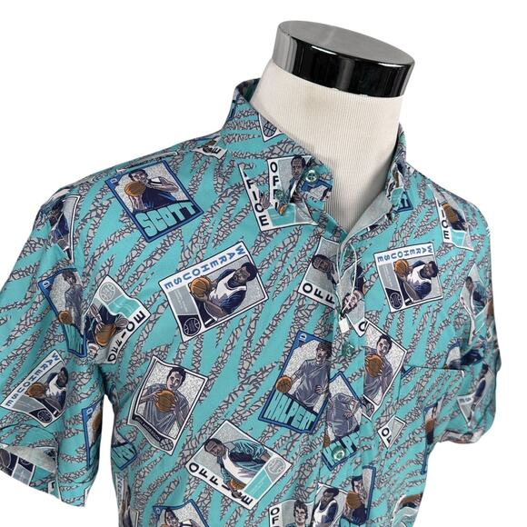 RSVLTS x The Office Series 5 Basketball Cards Shirt Mens Medium Blue Button New - Picture 2 of 11